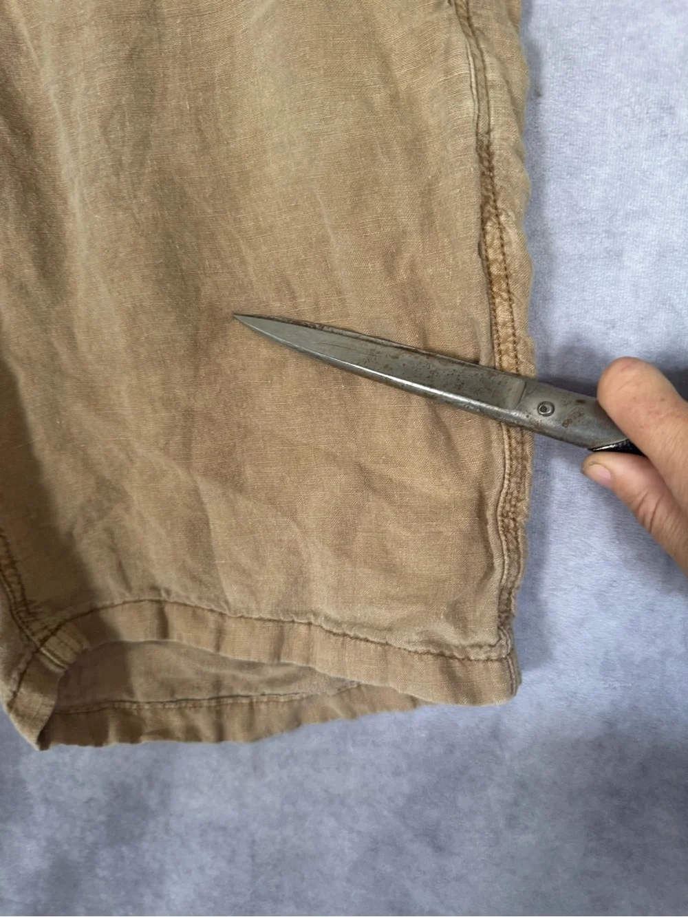 Lucky Brand 100% Linen  Shorts Men’s 31 Khaki Tan 9” Casual Summer Classic